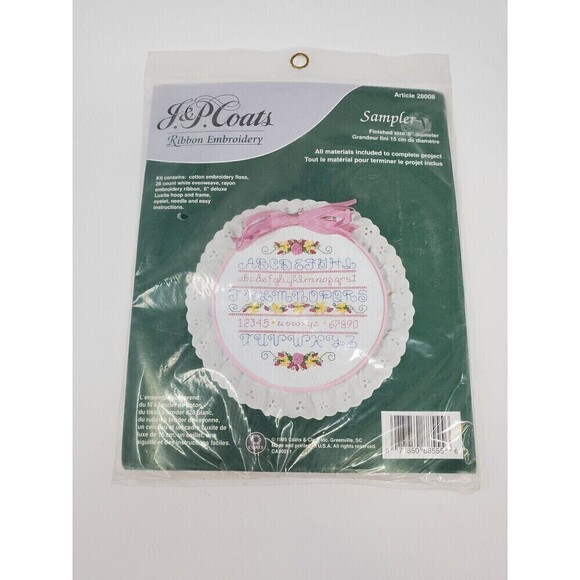 VINTAGE J & P COATS RIBBON EMBROIDERY KITS SET OF 2 NOS SAMPLER WEDDING DAY - Picture 2 of 12
